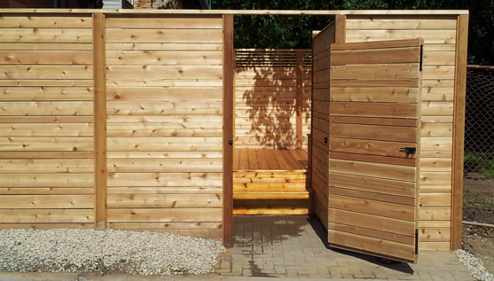 Exterior of laneway gate entry to deck complex